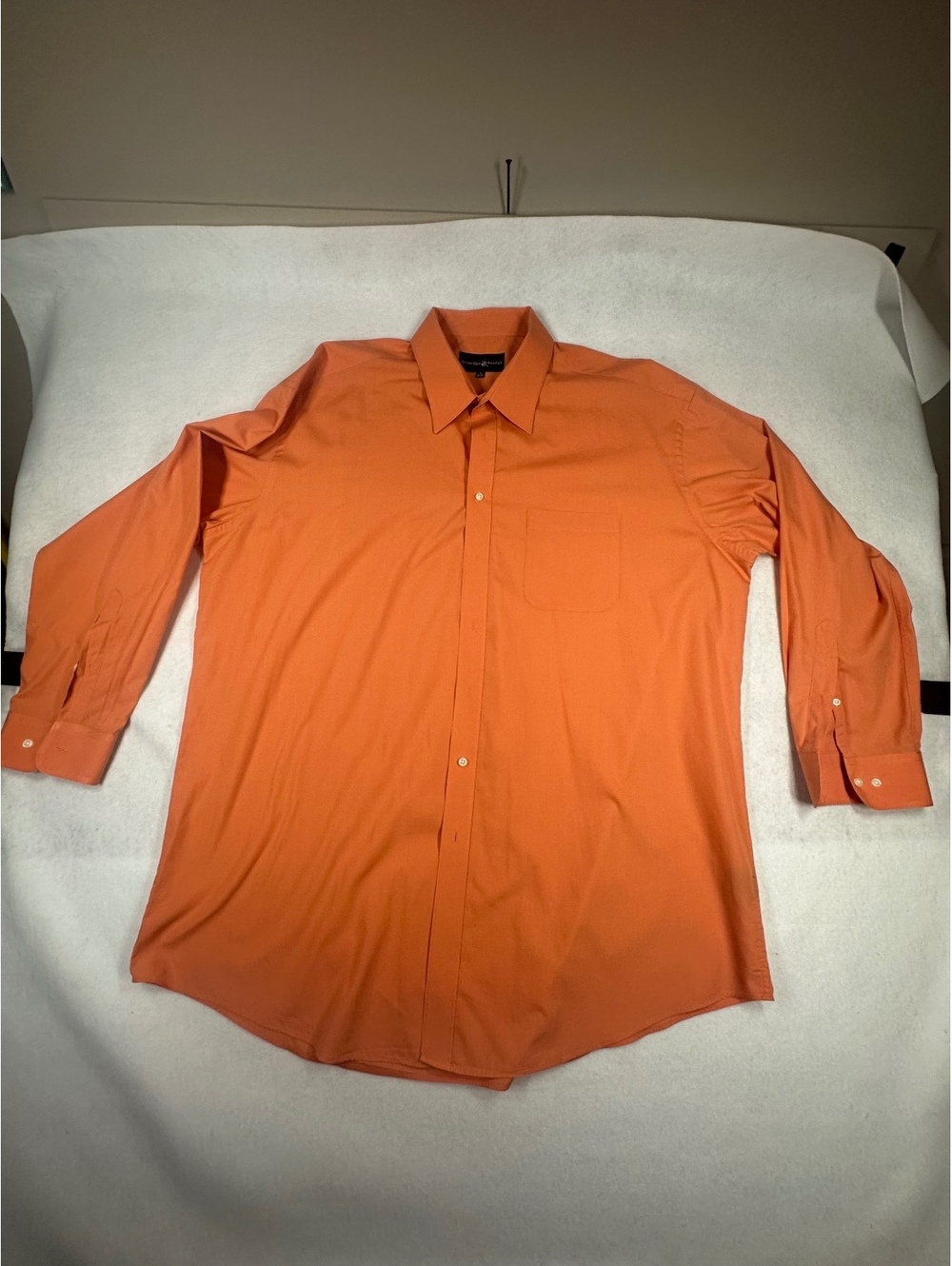 Beverly Hills Polo Club Men's Long Sleeve Dress Shirt Orange Size 19 36/37